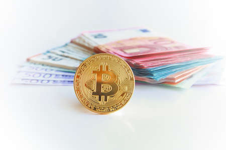 Cryptocurrency concept. Trends in bitcoin exchange rates. Rise and fall of bitcoin.の写真素材