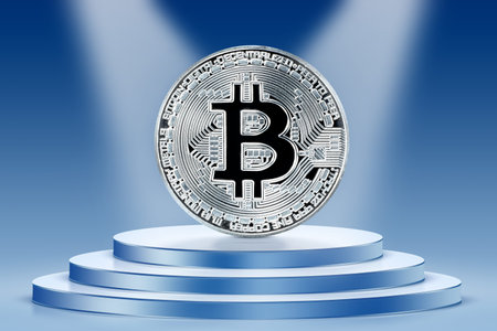 Cryptocurrency concept. Trends in bitcoin exchange rates. Rise and fall of bitcoin.