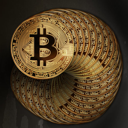 Cryptocurrency concept. Trends in bitcoin exchange rates. Rise and fall of bitcoin.