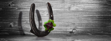 Horseshoe and concept of luck. St. Patricks Day card.