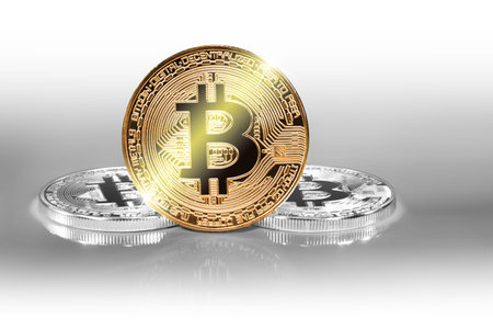 Cryptocurrency concept. Trends in bitcoin exchange rates. Rise and fall of bitcoin.