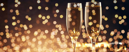 Glasses of champagne with splash, celebration theme conceptの写真素材