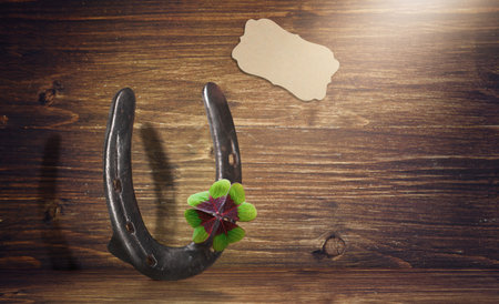 Horseshoe and concept of luck. St. Patricks Day card.の写真素材