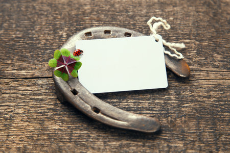 Horseshoe and concept of luck. St. Patricks Day card.の写真素材