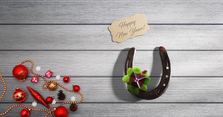 Horseshoe and concept of luck. St. Patricks Day card.の写真素材