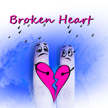 Heartbreak concept with broken heart. Separation and divorce. 3d illustrationの写真素材