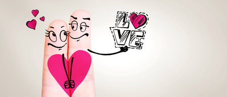 Concept of human emotions, love, relations and romantic holidays. 3d illustration.の写真素材