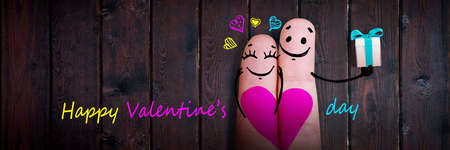 Concept of human emotions, love, relations and romantic holidays. 3d illustration.の写真素材