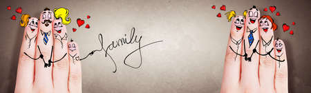 Painted happy fingers in love. Happy family conceptの写真素材