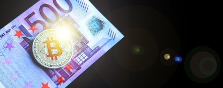 Cryptocurrency concept. Trends in bitcoin exchange rates. Rise and fall of bitcoin.の写真素材