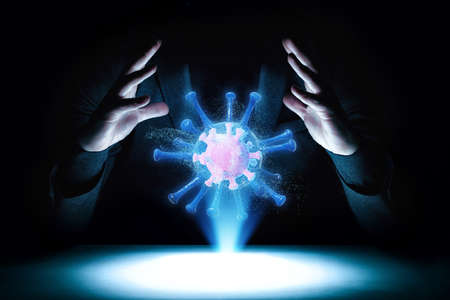 Dangerous corona virus, SARS pandemic risk concept. 3D illustrationの写真素材