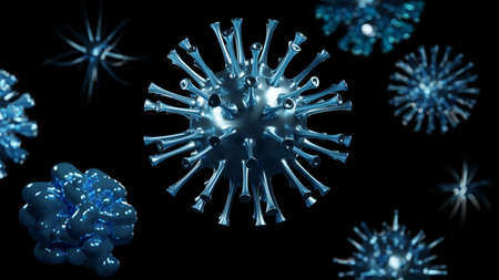 Dangerous corona virus, SARS pandemic risk concept. 3D illustrationの写真素材