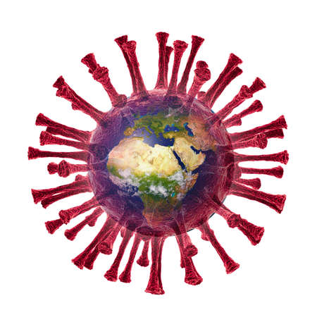 World economy and corona virus concept. The impact of coronavirus on the world. 3d illustrationの写真素材