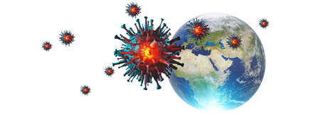 World economy and corona virus concept. The impact of coronavirus on the world. 3d illustrationの写真素材