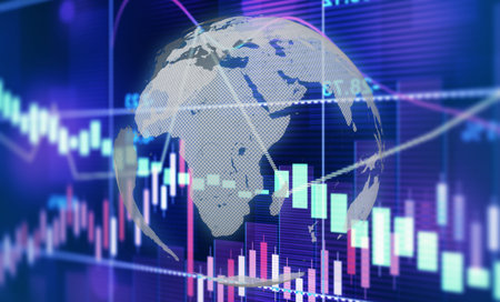 Graphs representing the stock market crash. 3d illustration