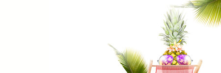 Tropical summer vacation concept with funny pineapple.
