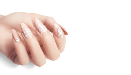 Nail polish trends. Woman with stylish manicure.の写真素材