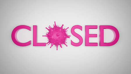 Business office or store shop is closed. Bankrupt business due to the effect of novel virus. 3d illustrationの写真素材