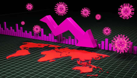 World economy and corona virus concept. The impact of coronavirus on the world. 3d illustrationの写真素材