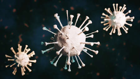 Dangerous corona virus, SARS pandemic risk concept. 3D illustrationの写真素材