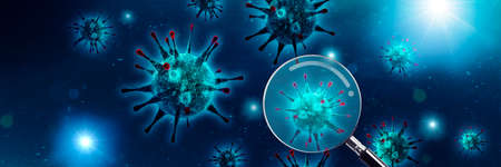 Dangerous corona virus, SARS pandemic risk concept. 3D illustrationの写真素材