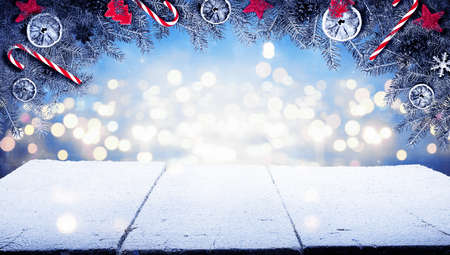 Merry Christmas composition with festive holiday decoration.の写真素材