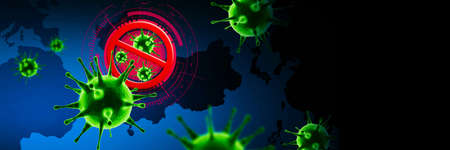 Dangerous corona virus, SARS pandemic risk concept. 3D illustrationの写真素材