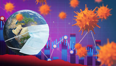 World economy and corona virus concept. The impact of coronavirus on the world. 3d illustrationの写真素材