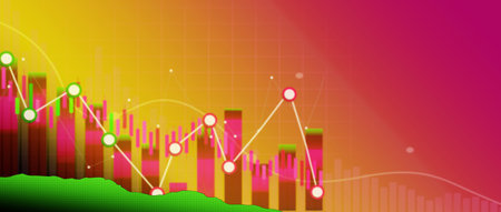 Graphs representing the stock market crash. 3d illustration