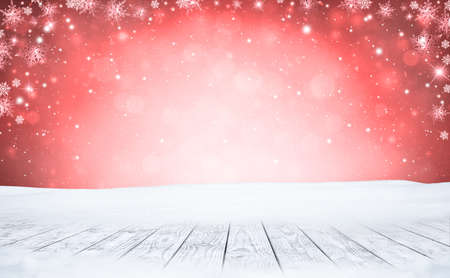 Christmas composition and winter concept. Snow landscape. Christmas and New Year border art design.の写真素材