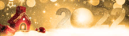 Creative design concept for the new year festival 2022. 3D illustrationの写真素材
