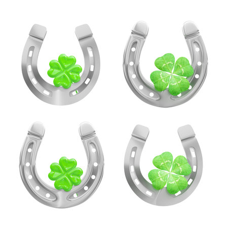 Horseshoe and concept of luck. St. Patricks Day card. 3d illustrationの写真素材