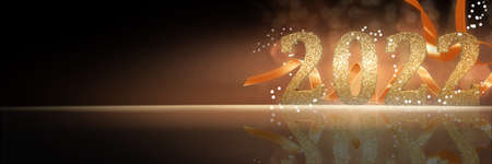 Creative design concept for the new year festival 2022. 3D illustrationの写真素材
