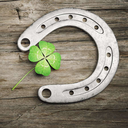 Horseshoe and concept of luck. St. Patricks Day card. 3d illustrationの写真素材