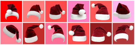 Santa hat. Costume. Merry christmas concept greeting cardの写真素材