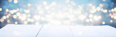 Christmas composition and winter concept. Snow landscape. Christmas and New Year border art design.
