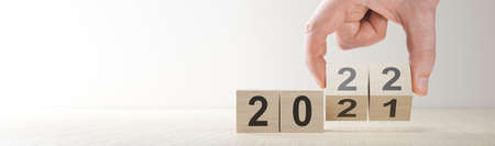 Creative design concept for the new year festival 2022. 3D illustrationの写真素材