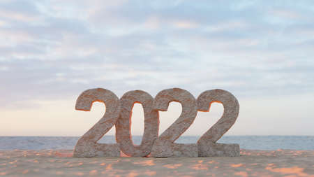 Creative design concept for the new year festival 2022. 3D illustrationの写真素材
