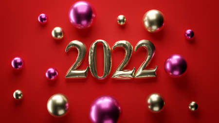Creative design concept for the new year festival 2022. 3D illustrationの写真素材
