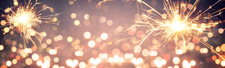 Burning sparklers for the new year festival. Background for christmas or New Year's Eve.