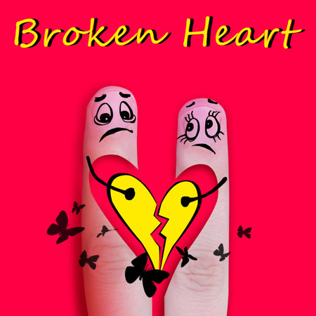 Heartbreak concept with broken heart. Separation and divorce. 3d illustration