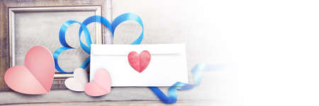 St Valentine's Day concept. Holiday decoration. Heart and a love letter.の写真素材