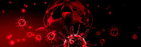 Dangerous corona virus, pandemic risk concept. 3D illustrationの写真素材