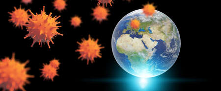 World economy and corona virus concept. The impact of coronavirus on the world. 3d illustrationの写真素材