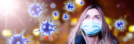 Dangerous corona virus, pandemic risk concept. 3D illustrationの写真素材