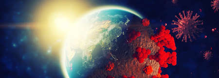 World economy and corona virus concept. The impact of coronavirus on the world. 3d illustrationの写真素材