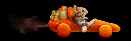 Easter composition with rabbit. Festive decoration. Happy Easter.の写真素材