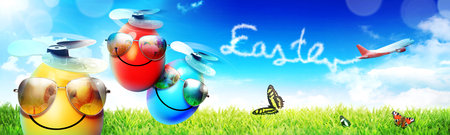 Easter composition with eggs. Festive decoration. Happy Easter.