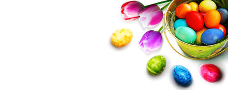 Easter composition with eggs. Festive decoration. Happy Easter.の写真素材