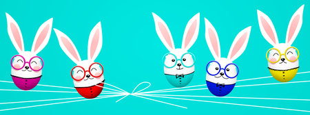 Easter composition with rabbit. Festive decoration. Happy Easter. 3d illustration